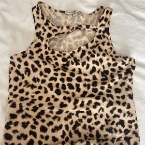 Express leopard thong bodysuit